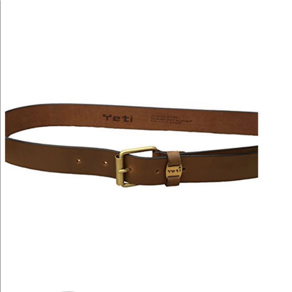 NIB! Yeti Men’s Genuine Leather Cognac Casual Belt - Picture 3 of 7